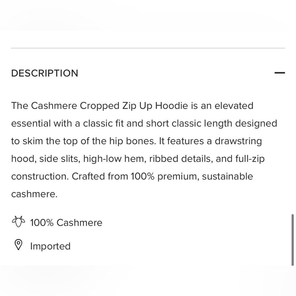 NAADAM - Signature Cashmere Cropped Zip Up Hoodie in Black - Picture 6 of 11